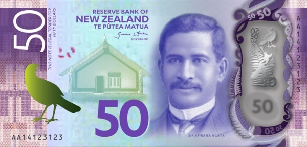 Новозеландская 50-долларовая пластиковая купюра